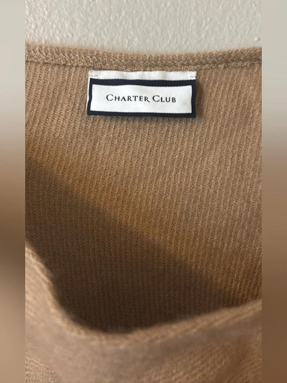 Charter Club Tan and Black Plaid Fringe Poncho